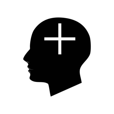 Olumlu düşüncenin silueti. Beyaz arkaplan vektör illüstrasyonunda