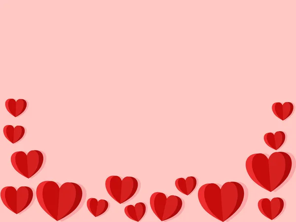 Papierowe Serce Lecące Różowym Tle Symbole Wektora Miłości — Wektor stockowy