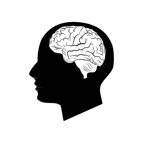 Піктограма Мозку Голові Білому Тлі Векторні Ілюстрації — стоковий вектор