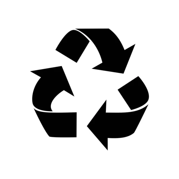 Zwart Pictogram Recyclen Prullenbak Apart Witte Achtergrond — Stockvector