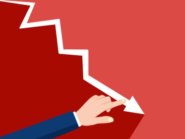 İş adamı grafiği reddediyor. Başarısız vektör gösteriminin sembolü