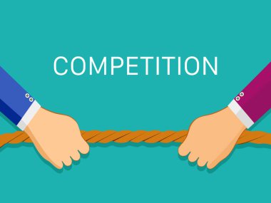 İş adamı ipi çeker. İş rekabet konsepti vektörü