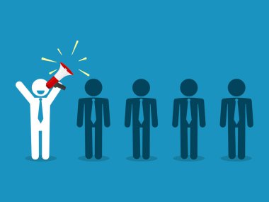 Pazarlamada farklılık ve dikkat çekme. Vektör illüstrasyonu