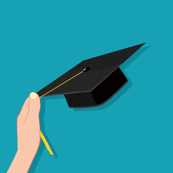 Κρατήστε Ένα Καπέλο Αποφοίτησης Στο Χέρι Διάνυσμα Επιτυχίας Μάθησης — Διανυσματικό Αρχείο