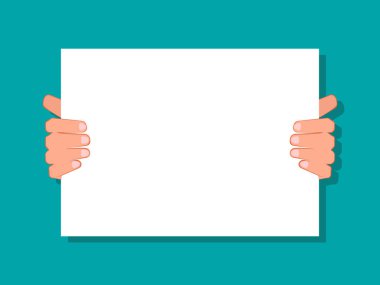 Man hands holding empty board isolated on background. space for your text