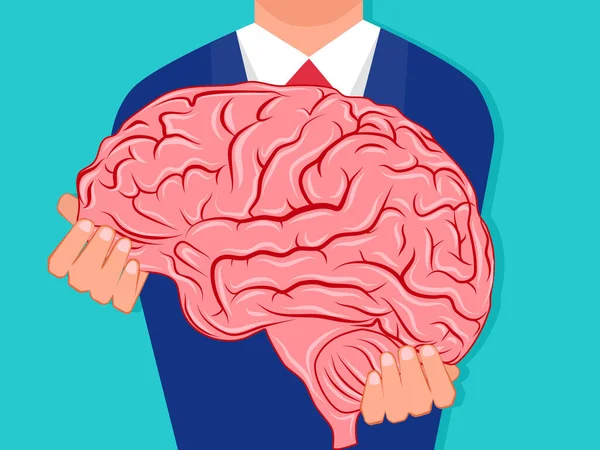 Businessman Give Brain Chest Isolated Background Vector Illustration — Stock vektor