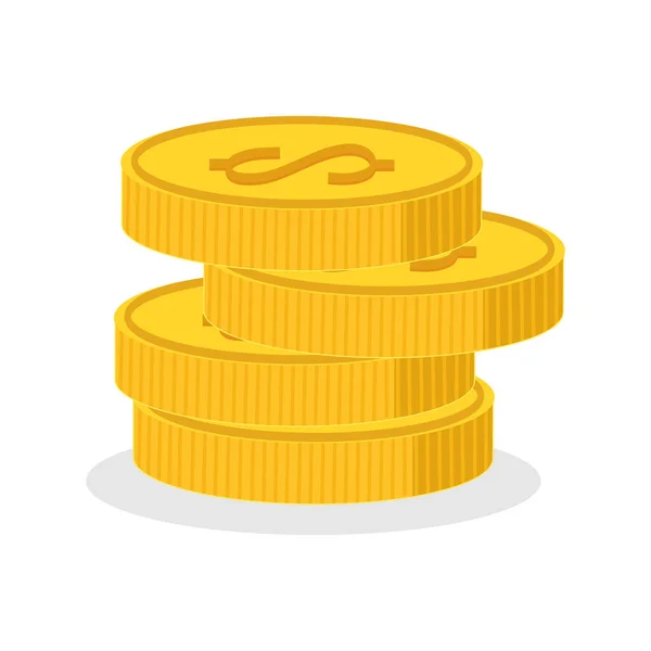 Stack Coins Pile Gold Coins Vector Illustration — 스톡 벡터