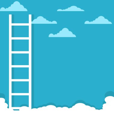 ladder and white clouds isolated on blue background. vector illustration