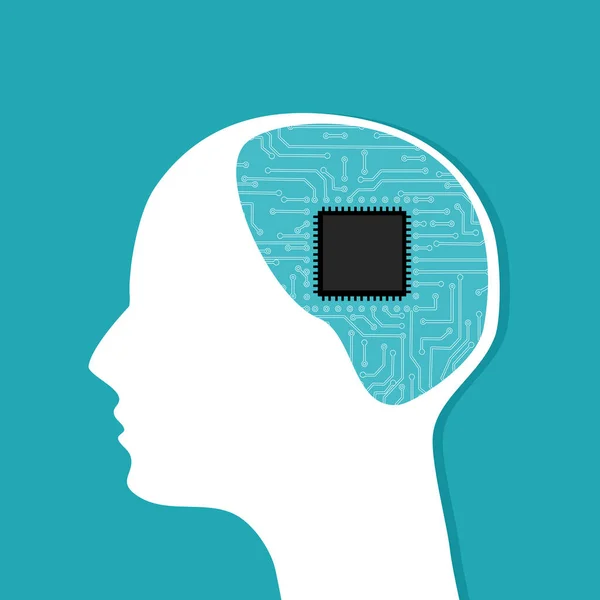 人脑中的电路板和处理器 矢量说明文件 — 图库矢量图片