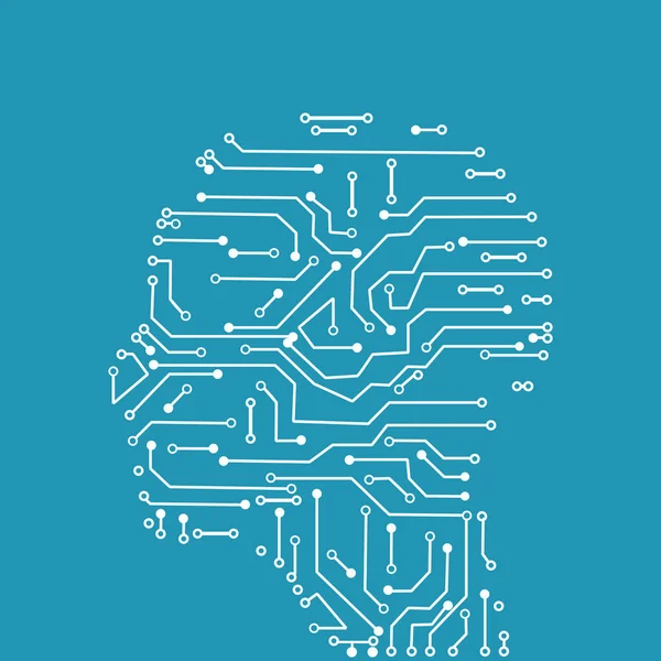 Tecnologia Dei Circuiti Stampati Nelle Teste Umane Illustrazione Vettoriale — Vettoriale Stock