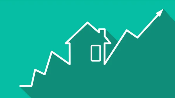 Graph House Growth Real Estate Prices Market Buying Selling House — Stock Vector