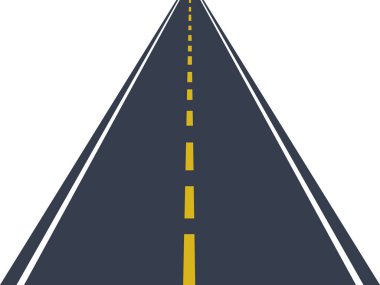 Düz yollar beyaz ve sarı işaretlerle işaretlenmiş. Otoyol ya da yol. vektör illüstrasyonu