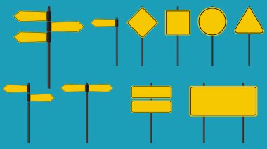 Yönlendirme şarkıları seti. Arka planda yol işaretleri izole edildi. vektör illüstrasyonu