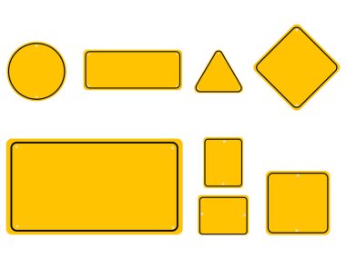 Boş trafik levhası yerleştirildi. Sokak sarısını imzala. Vektör İllüstrasyonu