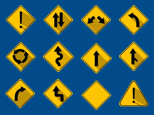 Набір Дорожніх Знаків Дорожні Знаки Ізольовані Фоні Векторні Ілюстрації — стоковий вектор