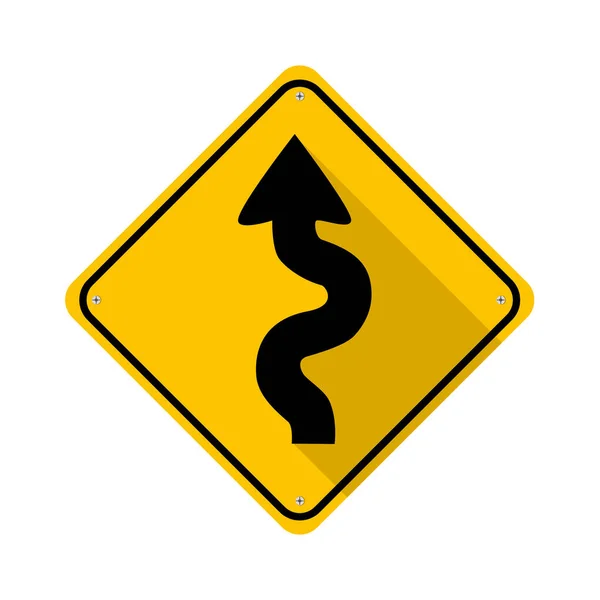 Winding Road Signs Road Signs Set Isolated Background Vector Illustration — Stock Vector