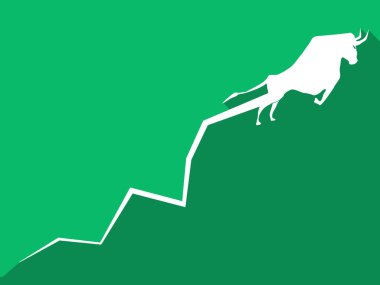 Boğa piyasası eğilimi. Büyüme grafiği Borsa ve ticaret şeması konsepti. vektör 
