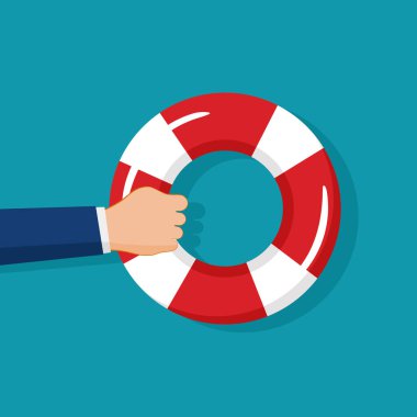 Can simidini tutan bir el. Hayatta kalmak için bir yardım ya da destek sembolü. yardımcı konsept vektör illüstrasyonu