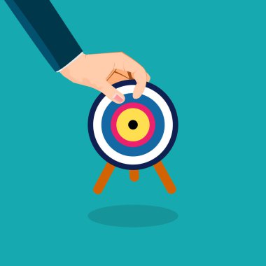 Ticari ve finansal hedefler belirlemek için hedefler belirleyen iş adamları. vektör illüstrasyonu