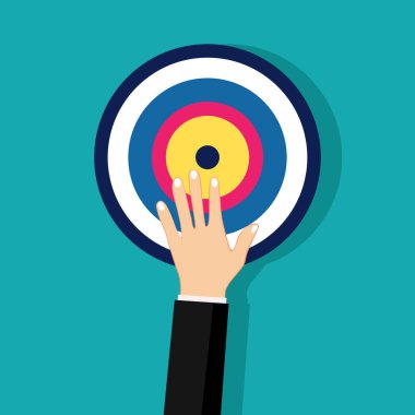 İş adamları hedeflerini yakalıyor. İş ve mali hedeflere ulaşmak için fikirler. vektör 