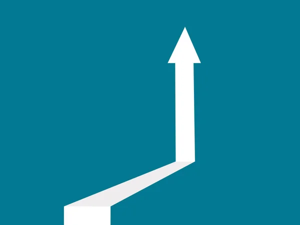 Flecha Branca Apontando Para Cima Símbolo Crescimento Progresso Empresarial Ilustração — Vetor de Stock