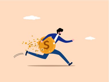 Finansal kriz, para dağıtırken para tutan işadamı.