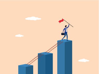 Büyümenin aşamaları, iş adamı basamakları adım adım tırmanır başarıya ulaşana kadar.