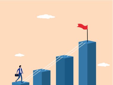 Baro çizelgesinde işadamı hedef bayrağa bakıyor.