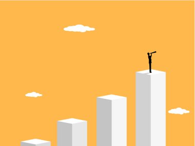 Çubuk grafikte fırsatçılık arayan bir iş adamı