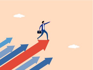 işadamı bir ok ya da büyüme grafiği gösterir