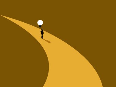 Zeki iş adamı ona yol gösteren bir ampul tutuyor.