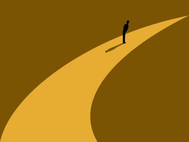 İş adamı koridorun sonunda ışık görüyor.