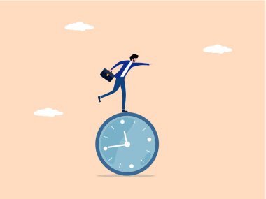 İş adamı kendini zaman ayarında dengeliyor.