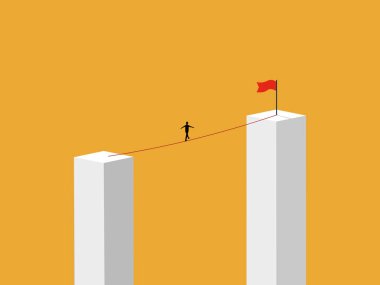 Kendine güvenen işadamı ipte dengede duruyor..