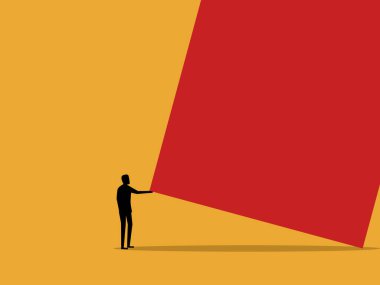 Sorunları çöz, iş baskısını hallet, iş adamı kare şeklini al