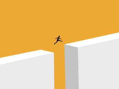 Küçük işadamı büyük bir boşluktan atlamaya çalışıyor.