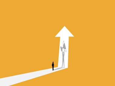 Kazanan gölge kupasıyla okun üzerinde iş adamı