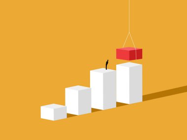 İş adamı başarıya giden bir merdiven yaratır.