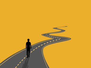 İşadamı yeni yapılmış, pürüzsüz yolda yürüdü