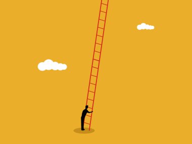 İş adamı merdivenleri tırmanmaya çalışıyor.