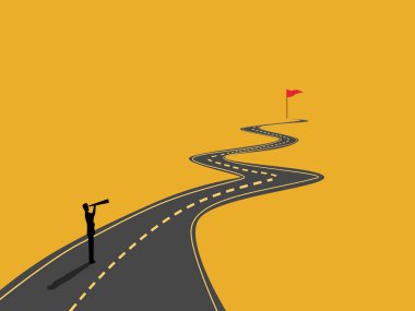 İş adamı yolun sonundaki bayrağa bakmak için dürbün kullanmış..