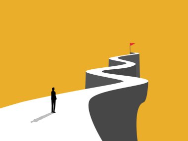 Tepedeki işadamı hedef bayrağa doğru baktı..