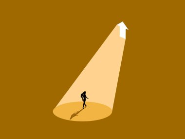 İş kadını büyümek için parlak bir fırsat yolunda yürüyor.