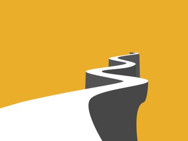 Tepedeki dolambaçlı yol. vektör illüstrasyonu.