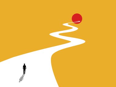 İş adamı hedefe giden yolda yürüyor