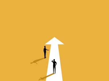 İşletme danışmanı yolu gösteren oklarla rehberlik eder