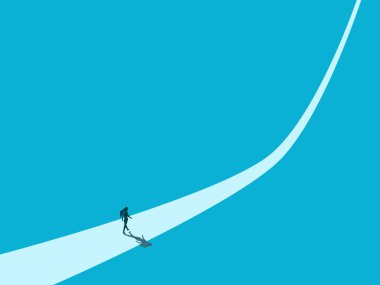 Kariyer geleceği, girişimci kadın yukarı doğru yürüyor.