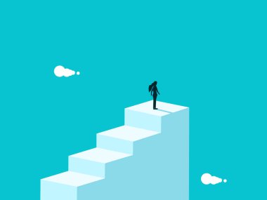 İş kadını merdivenin son basamağında başarılı bir şekilde durdu..