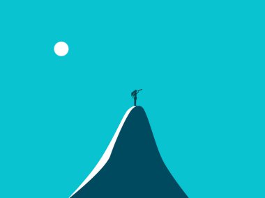 İş adamları büyük fırsatları tepeden fark etmek için dürbün kullanır.