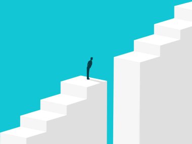 İş adamları iş merdiveninde bir boşluk gördüler.